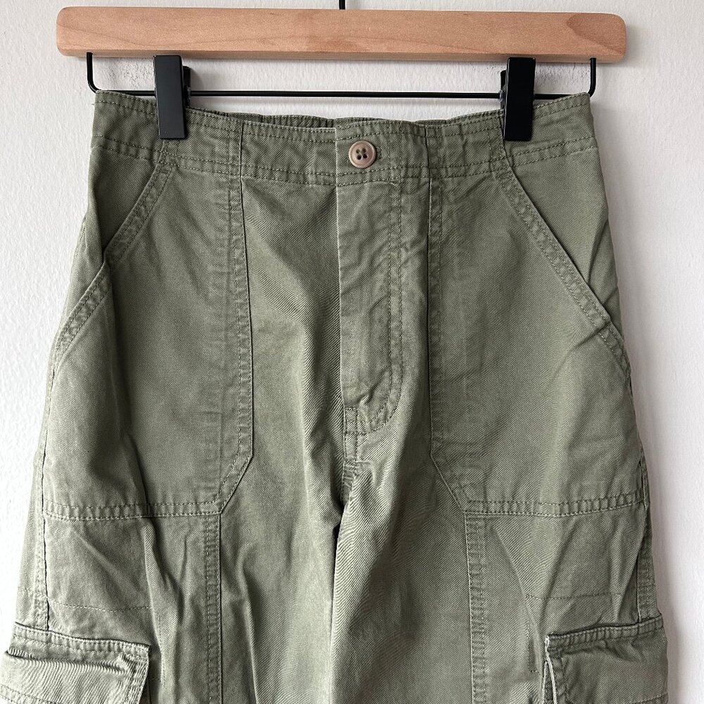 Abercrombie & Fitch Cargo Pants Women's Size 24 Olive Green Wide Leg Utility Y2K - Picture 3 of 12